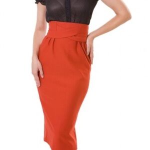 Tatyana Red Knee-length Pencil Skirt